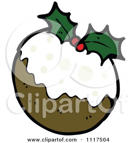 Cartoon Of Xmas Plum Pudding 3 - Royalty Free Vector Clipart by lineartestpilot
