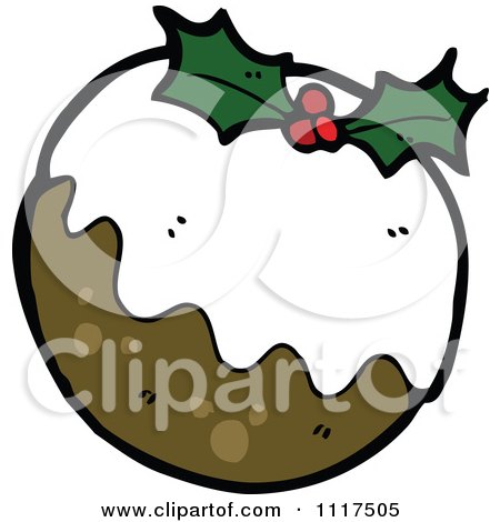 Cartoon Of Xmas Plum Pudding 4 - Royalty Free Vector Clipart by lineartestpilot