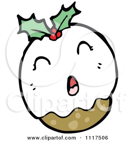 Cartoon Of Xmas Plum Pudding Character 9 - Royalty Free Vector Clipart by lineartestpilot