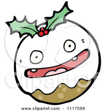 Cartoon Of Xmas Plum Pudding Character 12 - Royalty Free Vector Clipart by lineartestpilot