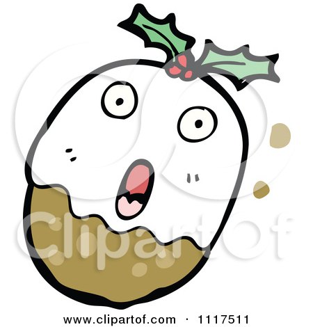 Cartoon Of Xmas Plum Pudding Character 14 - Royalty Free Vector Clipart by lineartestpilot