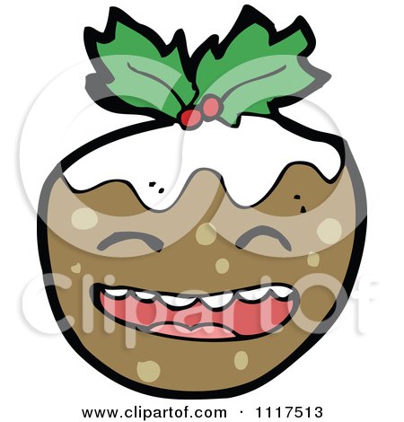 Cartoon Of Xmas Plum Pudding Character 16 - Royalty Free Vector Clipart by lineartestpilot