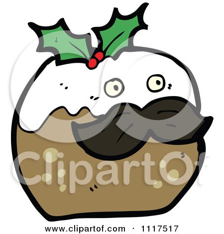 Cartoon Of Xmas Plum Pudding Character 20 - Royalty Free Vector Clipart by lineartestpilot