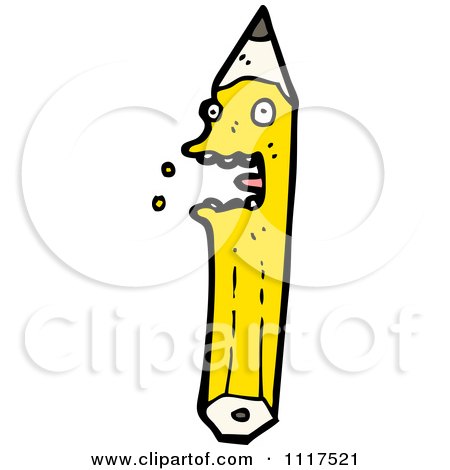 School Cartoon Of A Yellow Pencil Character 1 - Royalty Free Vector Clipart by lineartestpilot