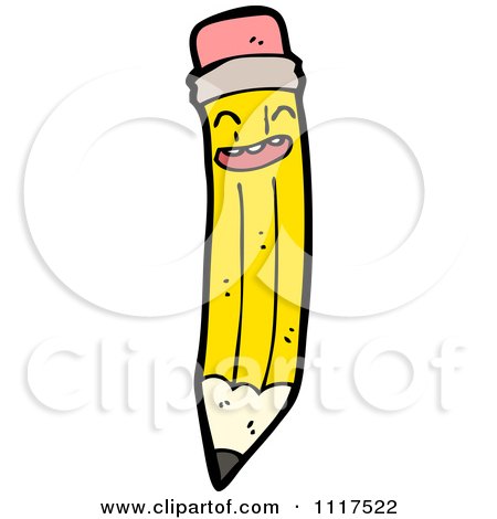 School Cartoon Of A Yellow Pencil Character 2 - Royalty Free Vector Clipart by lineartestpilot