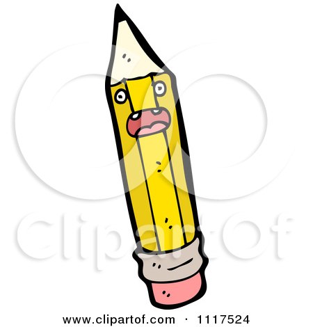 School Cartoon Of A Yellow Pencil Character 7 - Royalty Free Vector Clipart by lineartestpilot