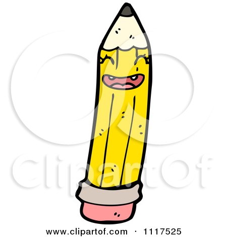 School Cartoon Of A Yellow Pencil Character 8 - Royalty Free Vector Clipart by lineartestpilot