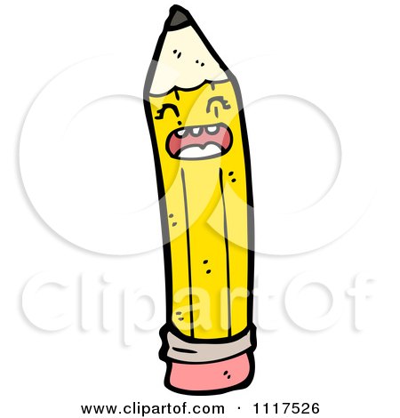 School Cartoon Of A Yellow Pencil Character 9 - Royalty Free Vector Clipart by lineartestpilot