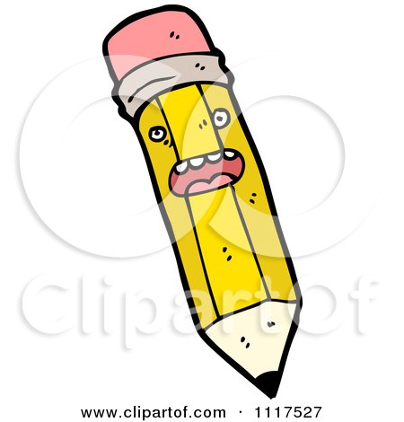 School Cartoon Of A Yellow Pencil Character 10 - Royalty Free Vector Clipart by lineartestpilot