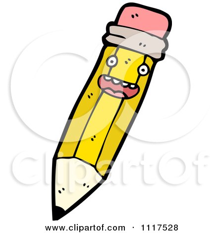 School Cartoon Of A Yellow Pencil Character 11 - Royalty Free Vector Clipart by lineartestpilot