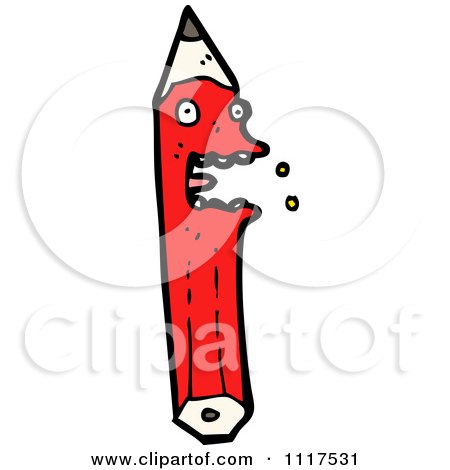 School Cartoon Of A Red Pencil Character 1 - Royalty Free Vector Clipart by lineartestpilot