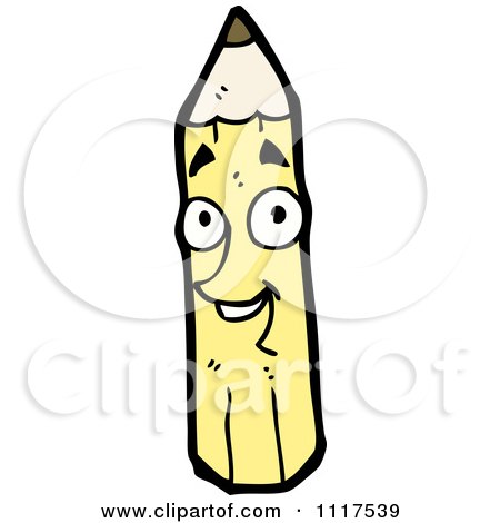 School Cartoon Of A Yellow Pencil Character 12 - Royalty Free Vector Clipart by lineartestpilot