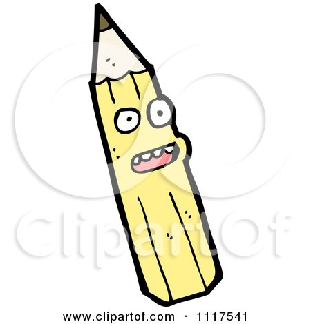 School Cartoon Of A Yellow Pencil Character 13 - Royalty Free Vector Clipart by lineartestpilot