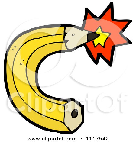 School Cartoon Of A Yellow Pencil With A Burst 1 - Royalty Free Vector Clipart by lineartestpilot