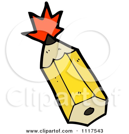 School Cartoon Of A Yellow Pencil With A Burst 2 - Royalty Free Vector Clipart by lineartestpilot