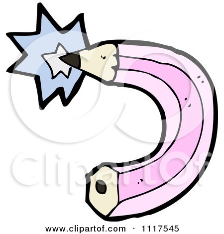 School Cartoon Of A Pink Pencil With A Burst 1 - Royalty Free Vector Clipart by lineartestpilot