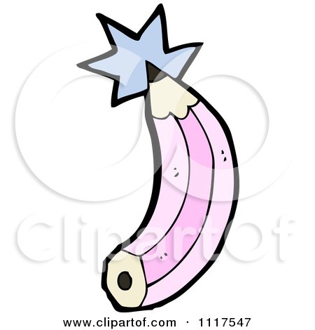 School Cartoon Of A Pink Pencil With A Burst 3 - Royalty Free Vector Clipart by lineartestpilot