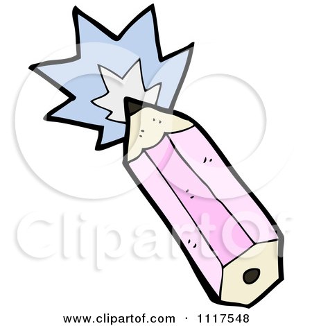 School Cartoon Of A Pink Pencil With A Burst 4 - Royalty Free Vector Clipart by lineartestpilot