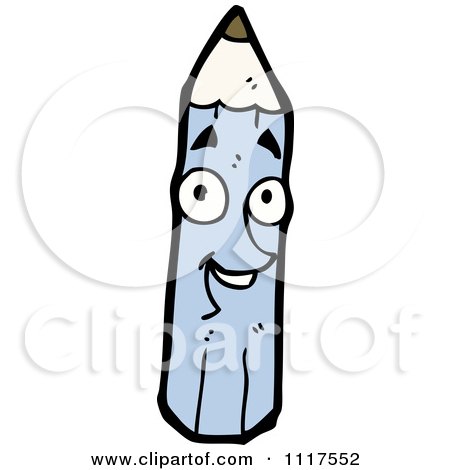 School Cartoon Of A Blue Pencil Character 6 - Royalty Free Vector Clipart by lineartestpilot