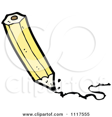 School Cartoon Of A Yellow Pencil Writing 1 - Royalty Free Vector Clipart by lineartestpilot