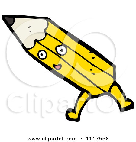 School Cartoon Of A Yellow Pencil Character 16 - Royalty Free Vector Clipart by lineartestpilot