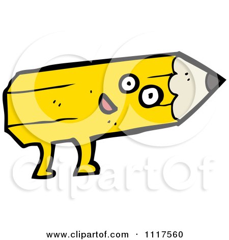 School Cartoon Of A Yellow Pencil Character 18 - Royalty Free Vector Clipart by lineartestpilot