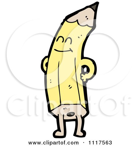 School Cartoon Of A Yellow Pencil Character 20 - Royalty Free Vector Clipart by lineartestpilot
