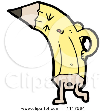 School Cartoon Of A Yellow Pencil Character 21 - Royalty Free Vector Clipart by lineartestpilot