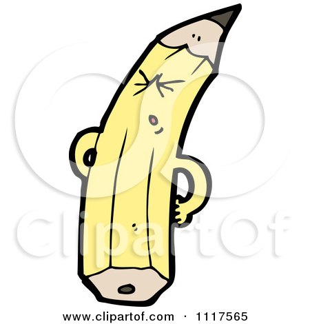 School Cartoon Of A Yellow Pencil Character 22 - Royalty Free Vector Clipart by lineartestpilot