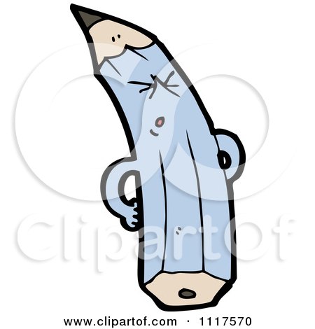 School Cartoon Of A Blue Pencil Character 5 - Royalty Free Vector Clipart by lineartestpilot