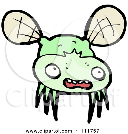 Cartoon Of A Green House Fly 1 - Royalty Free Vector Clipart by lineartestpilot
