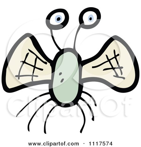 Cartoon Of A Green House Fly 4 - Royalty Free Vector Clipart by lineartestpilot