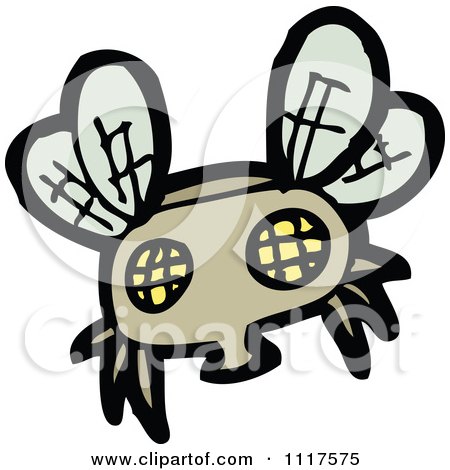 Cartoon Of A House Fly 1 - Royalty Free Vector Clipart by lineartestpilot