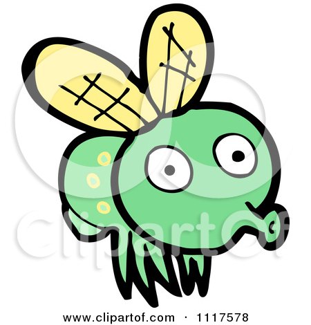 Cartoon Of A Green House Fly 5 - Royalty Free Vector Clipart by lineartestpilot