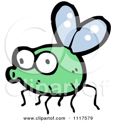 Cartoon Of A Green House Fly 6 - Royalty Free Vector Clipart by lineartestpilot