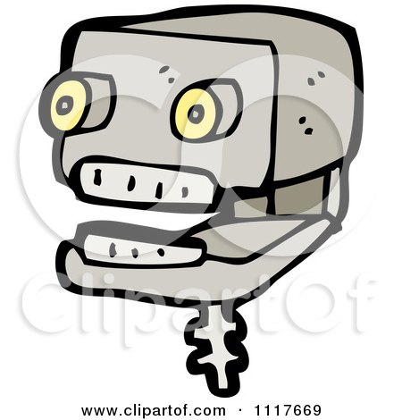 Vector Cartoon Robot Head 1 - Royalty Free Clipart Graphic by lineartestpilot