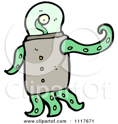 Vector Cartoon Alien Robot 2 - Royalty Free Clipart Graphic by lineartestpilot
