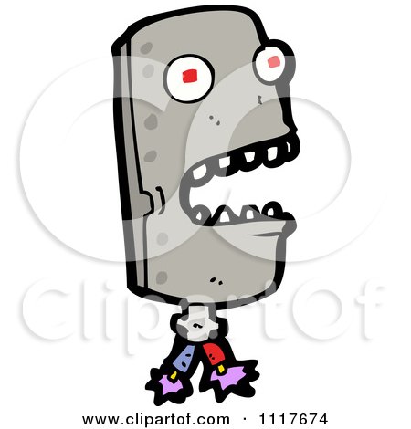 Vector Cartoon Robot Head 2 - Royalty Free Clipart Graphic by lineartestpilot