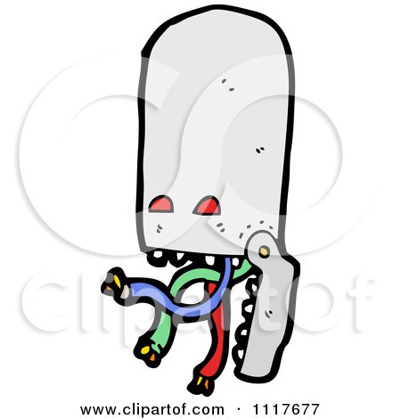 Vector Cartoon Robot Head 5 - Royalty Free Clipart Graphic by lineartestpilot
