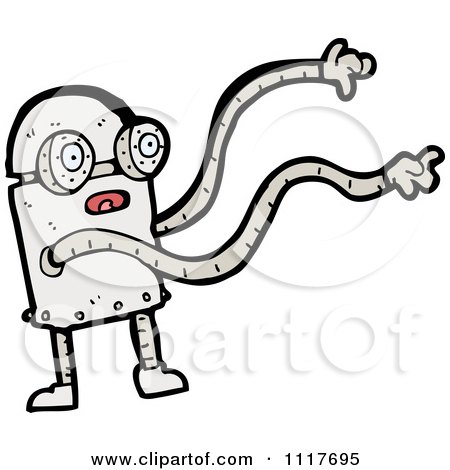 Vector Cartoon Robot With Long Arms 1 - Royalty Free Clipart Graphic by lineartestpilot