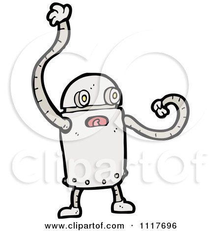Vector Cartoon Robot With Long Arms 2 - Royalty Free Clipart Graphic by lineartestpilot