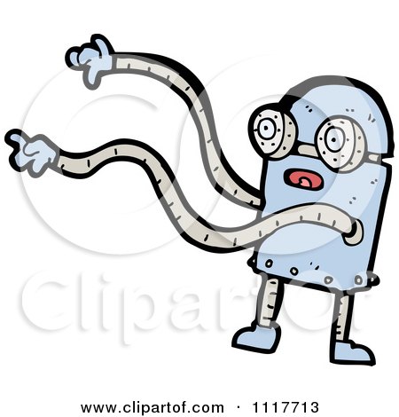 Vector Cartoon Robot With Long Arms 3 - Royalty Free Clipart Graphic by lineartestpilot
