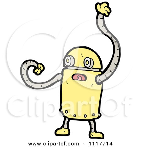 Vector Cartoon Robot With Long Arms 4 - Royalty Free Clipart Graphic by lineartestpilot