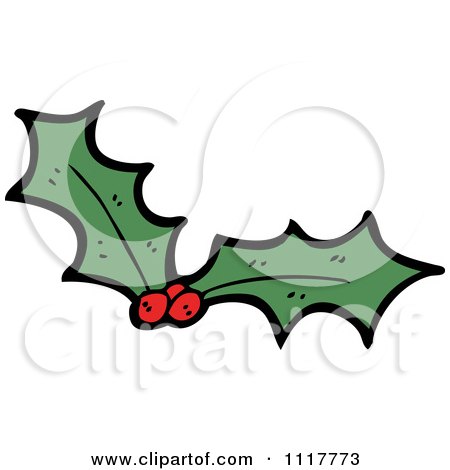 Cartoon Xmas Holly And Berries 1 - Royalty Free Vector Clipart by lineartestpilot