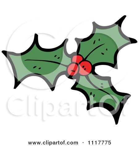 Cartoon Xmas Holly And Berries 3 - Royalty Free Vector Clipart by lineartestpilot