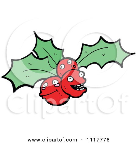 Cartoon Xmas Holly And Berries 4 - Royalty Free Vector Clipart by lineartestpilot
