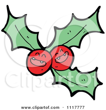 Cartoon Xmas Holly And Berries 5 - Royalty Free Vector Clipart by lineartestpilot