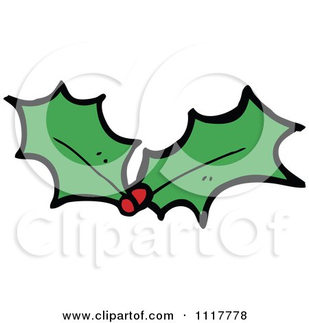 Cartoon Xmas Holly And Berries 6 - Royalty Free Vector Clipart by lineartestpilot