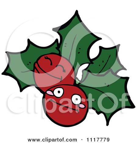 Cartoon Xmas Holly And Berries 7 - Royalty Free Vector Clipart by lineartestpilot