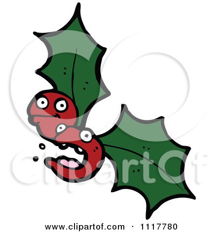 Cartoon Xmas Holly And Berries 8 - Royalty Free Vector Clipart by lineartestpilot